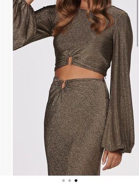 Charlie Holiday Metallic Bronze Skirt Set